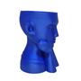 Imagem de Rosto Enfeite Decoração Impressão 3D Porta Objeto Vaso 14 cm Sala Azul Metálico