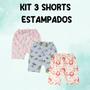 Imagem de Roupa De Bebe Kit Com 3 Shorts Estampados Enxoval Sortidos