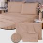Imagem de Roupa de Cama Jogo De Lençol Casal Padrão 4 Peças 400 Fios Micropercal Bordado Inglês Toque Macio Luxo Premium