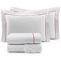 Imagem de Roupa de Cama Solteiro Glass Clean em Algodão 200 Fios 3 Pcs - Branco / Vermelho