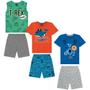 Imagem de Roupa de Verão Infantil Masculina Menino Kit 5 Conjuntos de Camisetas ou Regatas e Bermudas Shorts