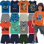 Imagem de Roupa de Verão Infantil Masculina Menino Kit 5 Conjuntos de Camisetas ou Regatas e Bermudas Shorts