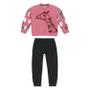 Imagem de Roupa Infantil Camisa Manga Longa Calça Elástico Confortável Conjunto Feminino Nanai Pink Girafa