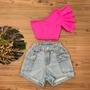 Imagem de Roupa Infantil Feminina Cropped Mula Manca E Short Cargo