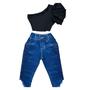 Imagem de Roupa Infantil Mini Diva Cropped Babado Calça Capri Jeans