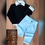 Imagem de Roupa Menino Infantil Sueter De Lã Preto e Calça de Linho Azul Bebê