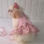 Imagem de Roupa Pet Cachorro Vestido E Guia ROSA COELHINHAS Yorkshire Spitz Shitzu Pug