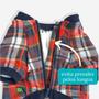 Imagem de Roupa Pet Inverno Casaco para Cachorros Flanelado Xadrez Marinho Forrado com Fleece Pelucia