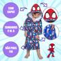 Imagem de Roupão de Banho Infantil Menino Menina Spidey Piscina Praia Felpa Aveludado Atoalhado Estampado