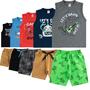 Imagem de Roupas de Verão Infantil Masculino Menino Kit 5 Conjuntos de Regatas e Bermudas Shorts