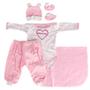 Imagem de Roupinha p Boneca Baby Reborn 5PÇS Touca e Meias Lindo