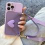 Imagem de Roxo Crossbody Cordão Colar Cinta Titular Do Cartão Caso Para Iphone 11 15 13 14 Pro Max Xs Xr Max