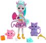 Imagem de Royal Enchantimals Family Toy Set, Deanna Dragon Doll (6-in/15.2-cm), 3 Figuras do Dragão e 4 Acessórios, Grande Presente para Crianças de 3 a 8 anos
