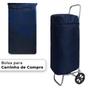 Imagem de Sacola Carrinho De Compras Transporte Reforçada Com Bolsos Azul