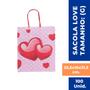 Imagem de Sacola kraft dia das maes love 23,5x10x31,5cm c/ 100 un