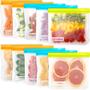 Imagem de Sacos de Armazenamento de Alimentos Reutilizáveis Qinline - Pacote com 10 Unidades de Silicone sem BPA