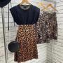 Imagem de Saia animal print midi plissada feminina