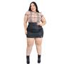 Imagem de Saia Couro Alta Curta Com Fenda Plus Size Moda Inverno G1 - Mel