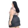 Imagem de Saia Couro Alta Curta Com Fenda Plus Size Moda Inverno G1 - Mel