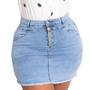 Imagem de  Saia Jeans Plus Size Curta Clara Com Fenda 