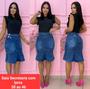 Imagem de Saia Jeans Secretaria Moda Evangélica Com Lycra 38 e 40 Modelo Lançamento