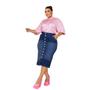 Imagem de Saia longuete feminina  jeans plus size cintura alta lançamento