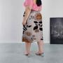 Imagem de Saia Midi Cintura Alta com Bolsos e Aberturas Laterais Forrada Diversas Cores Estampadas Viscolinho Plus Size G2 G3