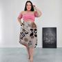 Imagem de Saia Midi Cintura Alta com Bolsos e Aberturas Laterais Forrada Diversas Cores Estampadas Viscolinho Plus Size G2 G3