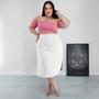 Imagem de Saia Midi Cintura Alta com Bolsos e Aberturas Laterais Forrada Diversas Cores Plus Size Duna liso G2 G3 - 52 54 56