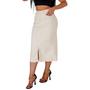 Imagem de Saia Midi Em Sarja Com Fenda Frontal Moda Cristã Com Lycra - 251155