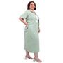 Imagem de Saia Midi Plus Size, Sarja, Cós Elástico