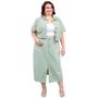 Imagem de Saia Midi Plus Size, Sarja, Cós Elástico