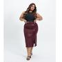 Imagem de Saia Plus Size Midi Com Cinto Moda Evangélica com Fenda