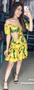 Imagem de Saia viscose pregas,estampada com amarelo,tecido, rodada( 36)