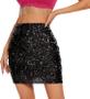 Imagem de Saia Zando Sequin Shiny Glitter Sparkly High Waist Black