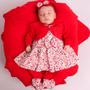 Imagem de Saída de Maternidade Menina Aconchego Penélope Floral Vermelho 05 Peças P