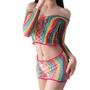 Imagem de Saída De Praia Arrastão Multicolorido Arco Iris Bodystocking - 2 Peças