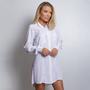 Imagem de Saída De Praia Branca Camisa Longa Camisão Chemise Feminina Com Botão