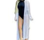 Imagem de saída feminino moda praia tricot longa kimono manga longa