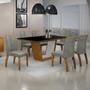 Imagem de Sala de Jantar Completa com Mesa e Aparador com Tampo MDF/Vidro e 6 Cadeiras Imbuia/Preto