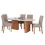 Imagem de Sala de Jantar Completa Mesa Ester 2,10 OVAL com 6 Cadeiras Fernanda Wood Cinamomo/Off/Mad/Linho Bege