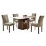 Imagem de Sala de Jantar Mesa 120x90cm Chocolate/off White com 4 Cadeiras Elis Estofadas Suede - Marrom