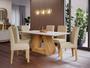 Imagem de Sala De Jantar Mesa Agata 180x90 Vidro Off White 6 Cadeiras Maia Estofada Cinamomo