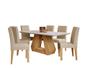 Imagem de Sala De Jantar Mesa Agata 180x90 Vidro Off White 6 Cadeiras Maia Estofada Cinamomo