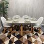 Imagem de Sala de Jantar Mesa Bennet 1,60m Com 6 Cadeiras Dilly Fixas