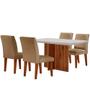 Imagem de Sala de Jantar Mesa Olimpia 120  MDF Vidro Canto Reto Com 4 Cadeiras Grecia