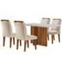 Imagem de Sala de Jantar Mesa Olímpia 120CM MDF Vidro Canto Copo com 4 Cadeiras Athenas Moderna