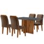 Imagem de Sala de Jantar Mesa Olímpia 120CM MDF Vidro Canto Reto com 4 Cadeiras Athenas Moderna