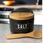 Imagem de Saleiro Cozinha Porcelana Preto Premium Salt 290Ml Tampa E