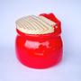 Imagem de Saleiro Vermelho em Cerâmica com Tampa de Madeira - Porta Sal 1kg